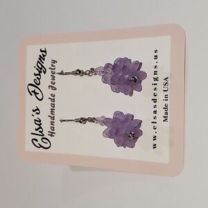 1770- Beads Handmade Women's Earrings Purple Color NWT